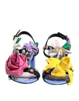 Mehrfarbige Blumen-Kristall-Sandalen KEIRA