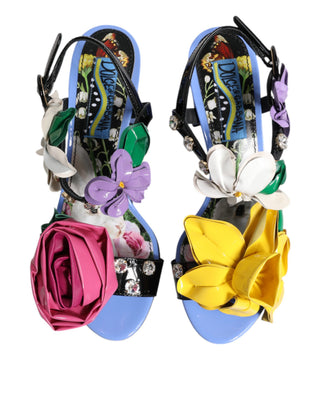 Mehrfarbige Blumen-Kristall-Sandalen KEIRA