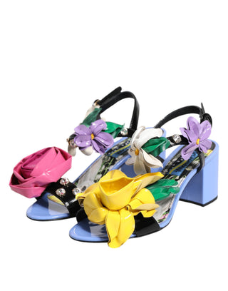 Mehrfarbige Blumen-Kristall-Sandalen KEIRA