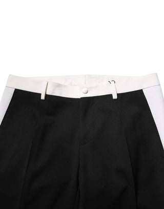 Schwarz-weiß gestreifte Wollhose für Herren