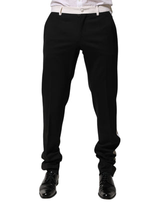 Schwarz-weiß gestreifte Wollhose für Herren