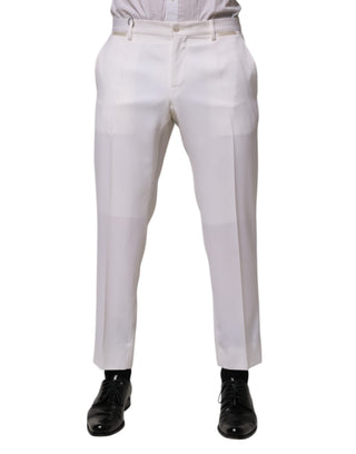 Weiße, schmal geschnittene Business-Hose aus Polyester