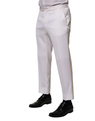 Weiße, schmal geschnittene Business-Hose aus Polyester