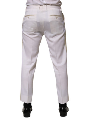 Weiße, schmal geschnittene Business-Hose aus Polyester