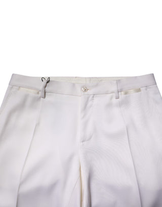 Weiße, schmal geschnittene Business-Hose aus Polyester