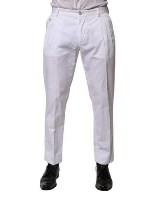 Pantalones formales de vestir ajustados de algodón blanco