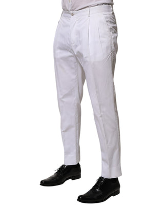 Pantalones formales de vestir ajustados de algodón blanco