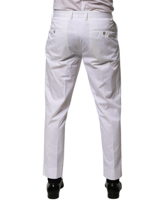 Pantalones formales de vestir ajustados de algodón blanco