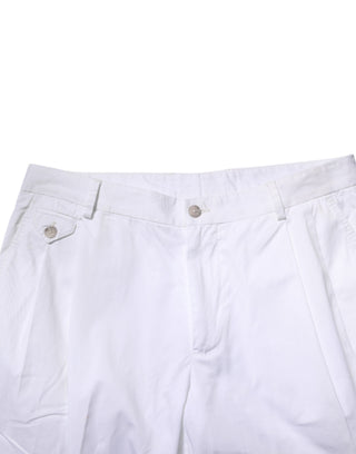 Pantalones formales de vestir ajustados de algodón blanco