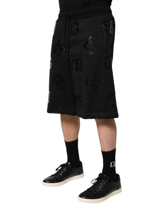 Bermudas tipo sweatshorts de algodón negro con logo