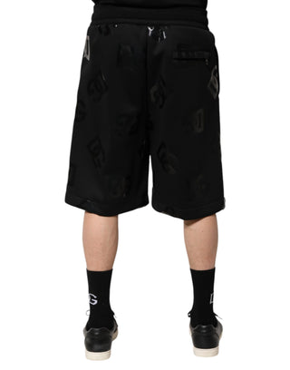 Bermudas tipo sweatshorts de algodón negro con logo