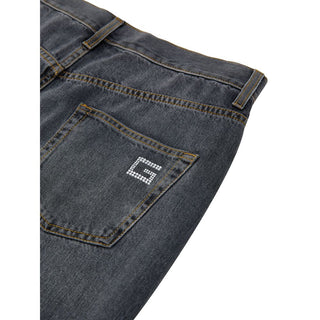 Gray Cotton Relaxed Fit Jeans