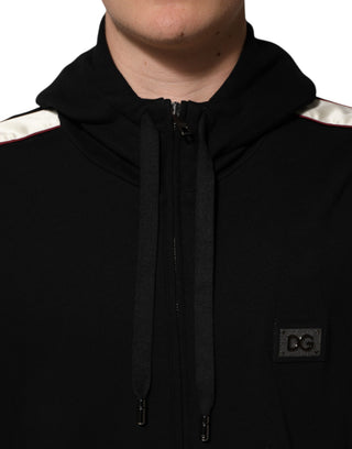 Cardigan-Pullover aus schwarzem Baumwoll-Plaque-Strick