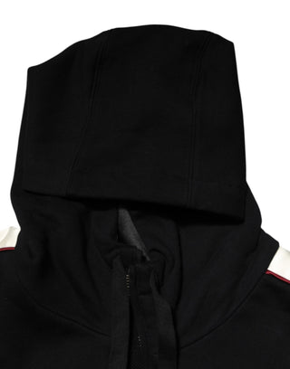Cardigan-Pullover aus schwarzem Baumwoll-Plaque-Strick