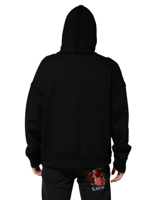 Schwarzer Kapuzenpullover mit Kristallverzierung
