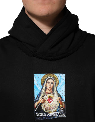 Schwarzer Kapuzenpullover mit Kristallverzierung