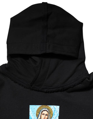 Schwarzer Kapuzenpullover mit Kristallverzierung