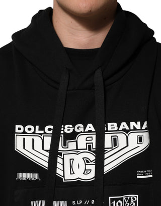 Sudadera con capucha negra de algodón con logo DG Milano