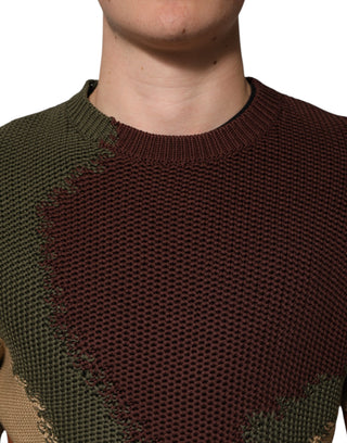 Multicolor Cotton Abstract Men Pullover Sweater