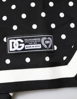 Black Polka Dot Short Sleeves Collared Polo T-shirt