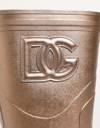 Regenstiefel zum Hineinschlüpfen aus Roségold-Gummi