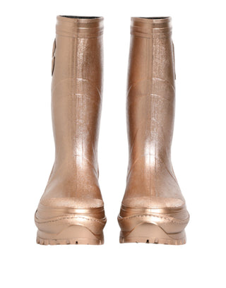 Regenstiefel zum Hineinschlüpfen aus Roségold-Gummi