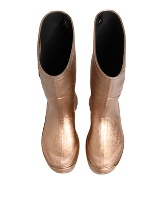 Regenstiefel zum Hineinschlüpfen aus Roségold-Gummi