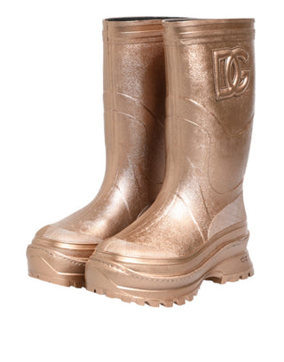 Regenstiefel zum Hineinschlüpfen aus Roségold-Gummi