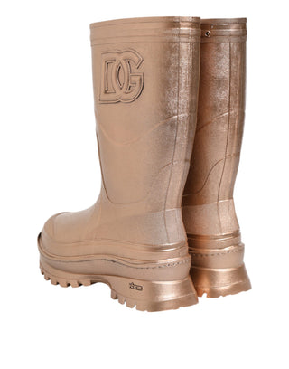 Regenstiefel zum Hineinschlüpfen aus Roségold-Gummi