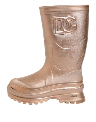 Regenstiefel zum Hineinschlüpfen aus Roségold-Gummi