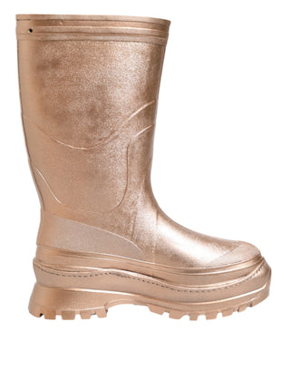 Regenstiefel zum Hineinschlüpfen aus Roségold-Gummi