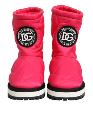 Botas acolchadas de viscosa rosa y blanca hasta media pantorrilla