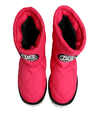 Botas acolchadas de viscosa rosa y blanca hasta media pantorrilla
