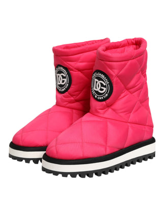 Botas acolchadas de viscosa rosa y blanca hasta media pantorrilla