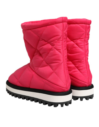 Botas acolchadas de viscosa rosa y blanca hasta media pantorrilla