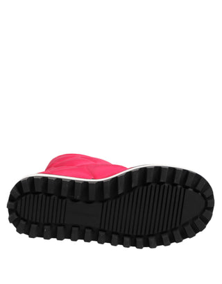 Botas acolchadas de viscosa rosa y blanca hasta media pantorrilla