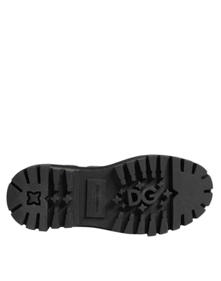 Schwarze Combat Boots mit Kristallverzierung