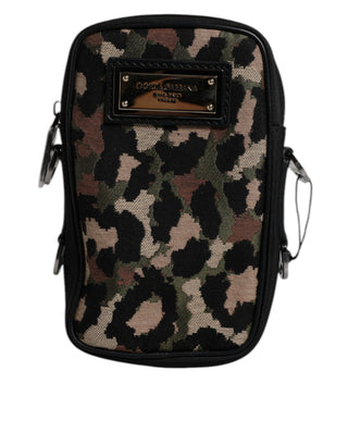 Mehrfarbige Tasche mit Leoparden-Jacquard, Logo-Emblem und Umhängegurt