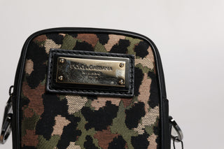 Mehrfarbige Tasche mit Leoparden-Jacquard, Logo-Emblem und Umhängegurt