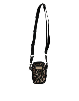 Mehrfarbige Tasche mit Leoparden-Jacquard, Logo-Emblem und Umhängegurt
