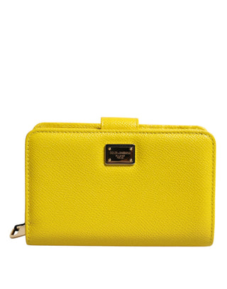 Gelbes Leder-Bifold-Continental-Clutch-Portemonnaie