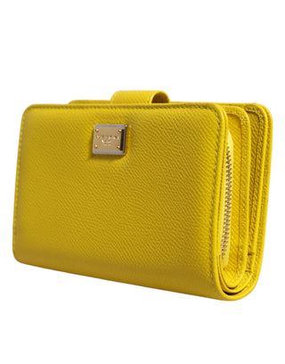 Gelbes Leder-Bifold-Continental-Clutch-Portemonnaie