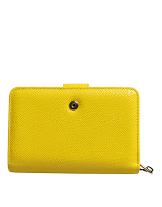 Gelbes Leder-Bifold-Continental-Clutch-Portemonnaie