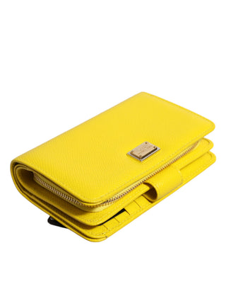 Gelbes Leder-Bifold-Continental-Clutch-Portemonnaie
