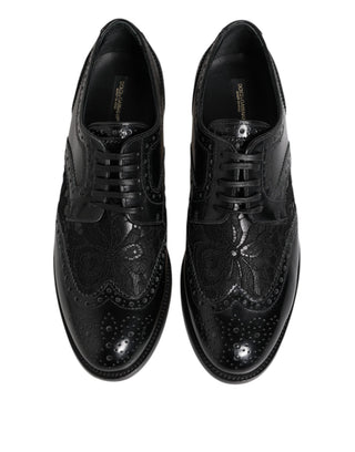 Schwarzes Leder Blumen-Spitzenkleid Formelle Schuhe