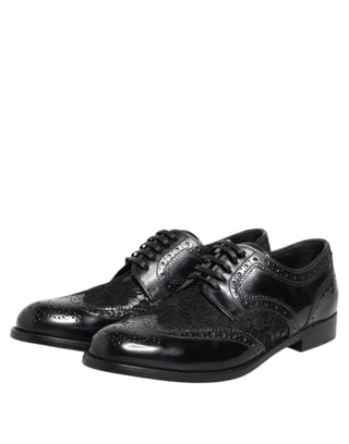 Schwarzes Leder Blumen-Spitzenkleid Formelle Schuhe