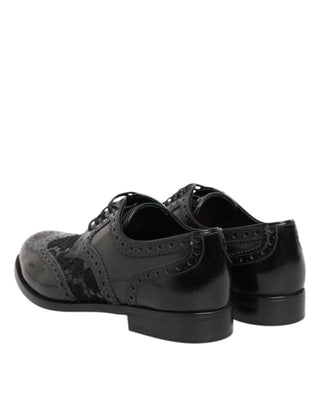 Schwarzes Leder Blumen-Spitzenkleid Formelle Schuhe