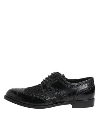 Schwarzes Leder Blumen-Spitzenkleid Formelle Schuhe