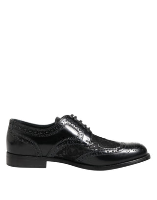 Schwarzes Leder Blumen-Spitzenkleid Formelle Schuhe
