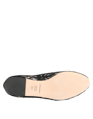 Schwarze Taormina Spitzenkristall-Ballerinas